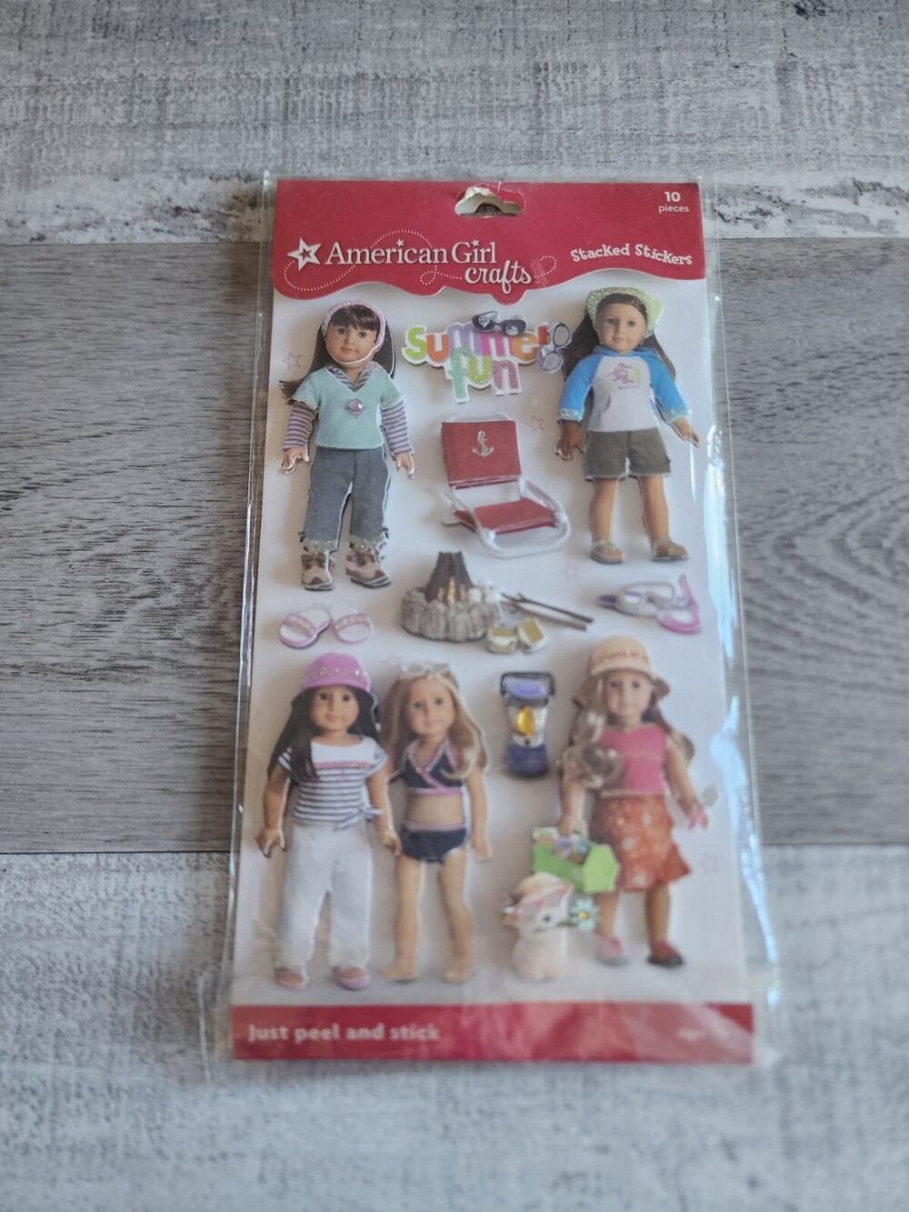 American Girl AG Doll Summer Fun 10 Piece Dimensional Stacked Stickers NEW #39